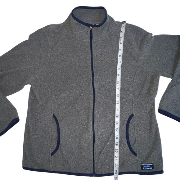 LL Bean Sweater Shirt Womens Large Gray Blue Fleece Outdoor Top Full Zip Jacket - Picture 6 of 13